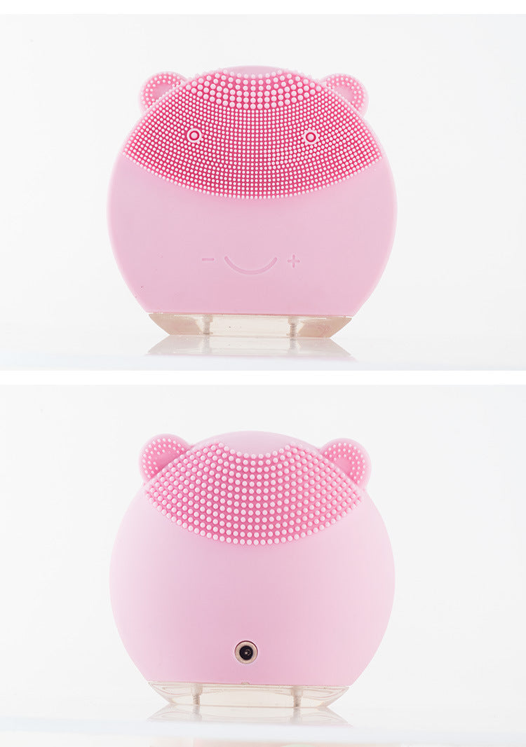 Electric Bear Silicone Facial Cleansing Brush Rechargeable Facial Washing Brush Cleaning Beauty Instrument Ultrasonic Pore Cleaner