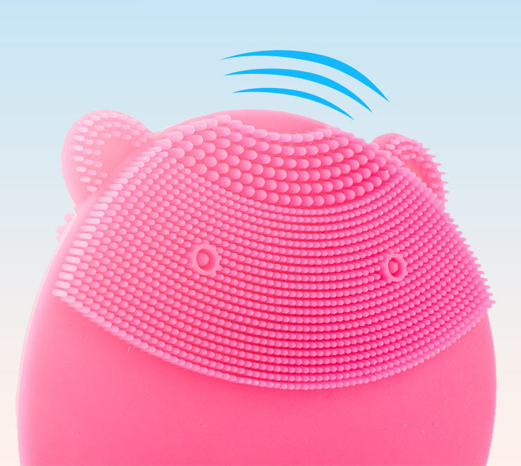 Electric Bear Silicone Facial Cleansing Brush Rechargeable Facial Washing Brush Cleaning Beauty Instrument Ultrasonic Pore Cleaner