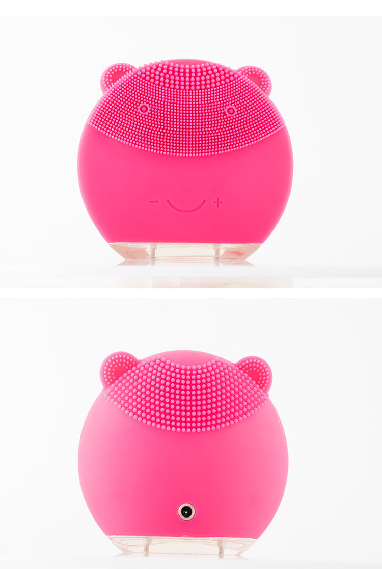 Electric Bear Silicone Facial Cleansing Brush Rechargeable Facial Washing Brush Cleaning Beauty Instrument Ultrasonic Pore Cleaner