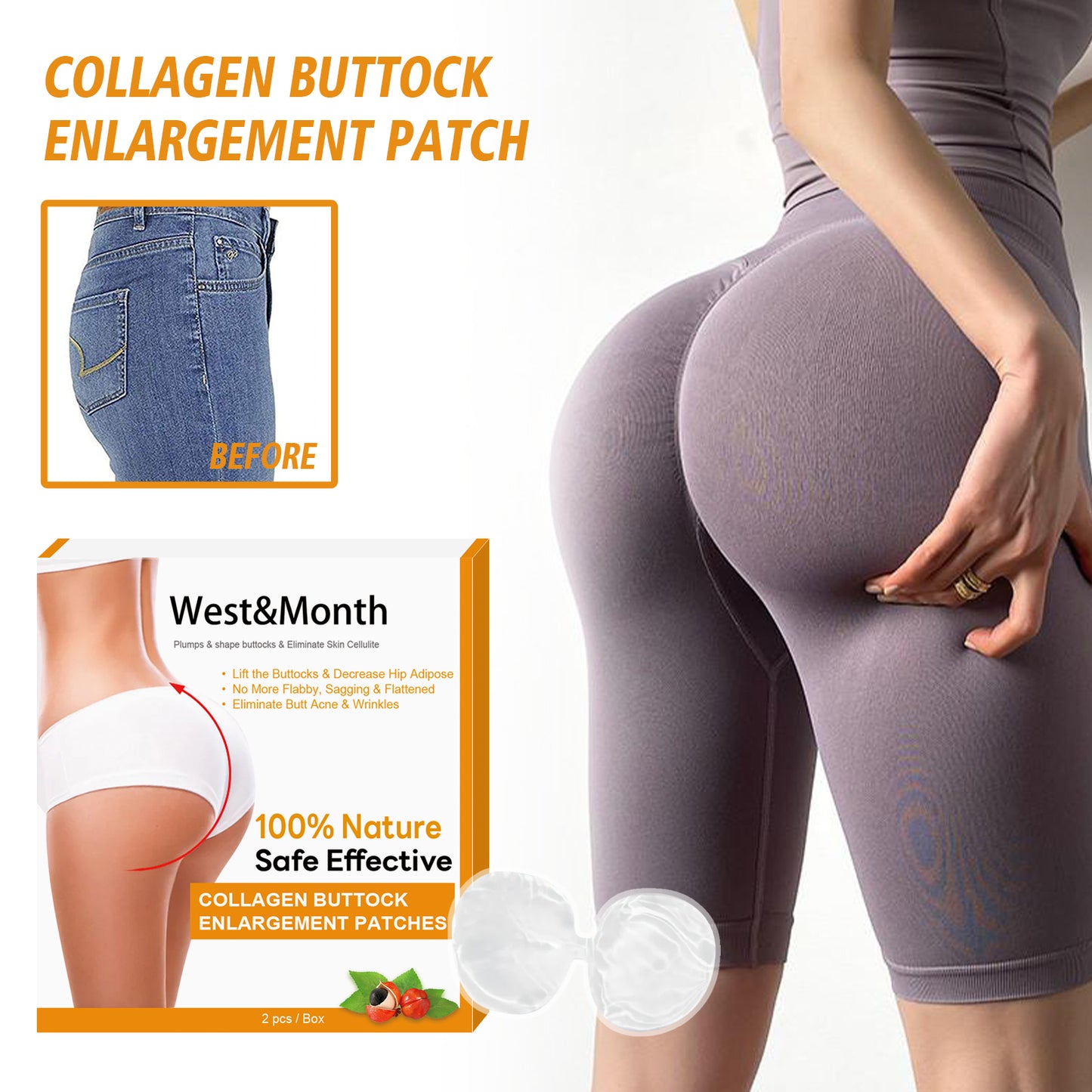 West&Month Collagen Butt Lift And Buttocks Firming Skin, Hip Lift And Peach Butt Lift